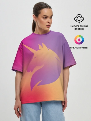 Женская футболка оверсайз / Unicorn gradient