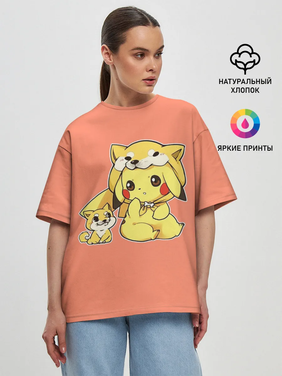 Женская футболка оверсайз / Pikachu Pika Pika