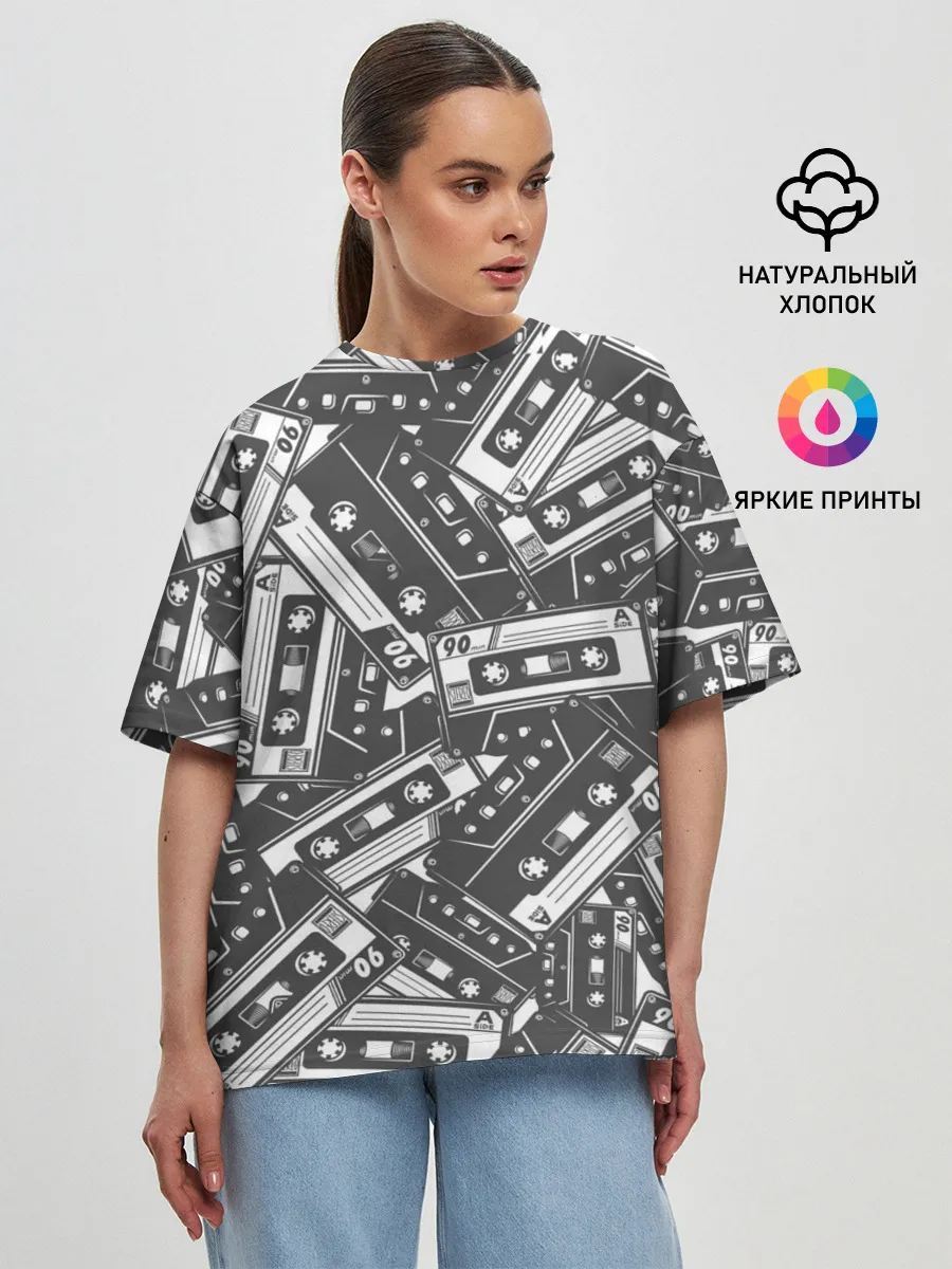 Женская футболка оверсайз / retro pattern