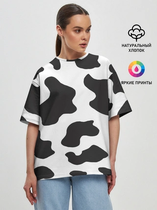 Женская футболка оверсайз / COW PRINT