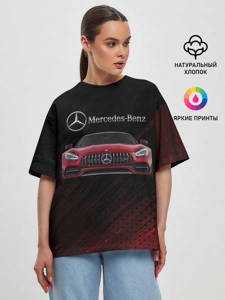 Женская футболка оверсайз / Mercedes Benz AMG.