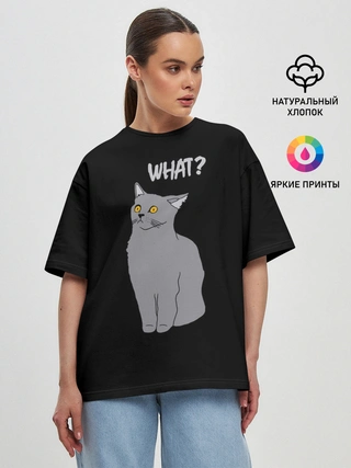 Женская футболка оверсайз / What cat