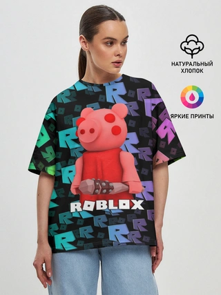 Женская футболка оверсайз / ROBLOX PIGGY - СВИНКА ПИГГИ