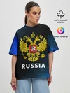 Женская футболка оверсайз / RUSSIA / РОССИЯ