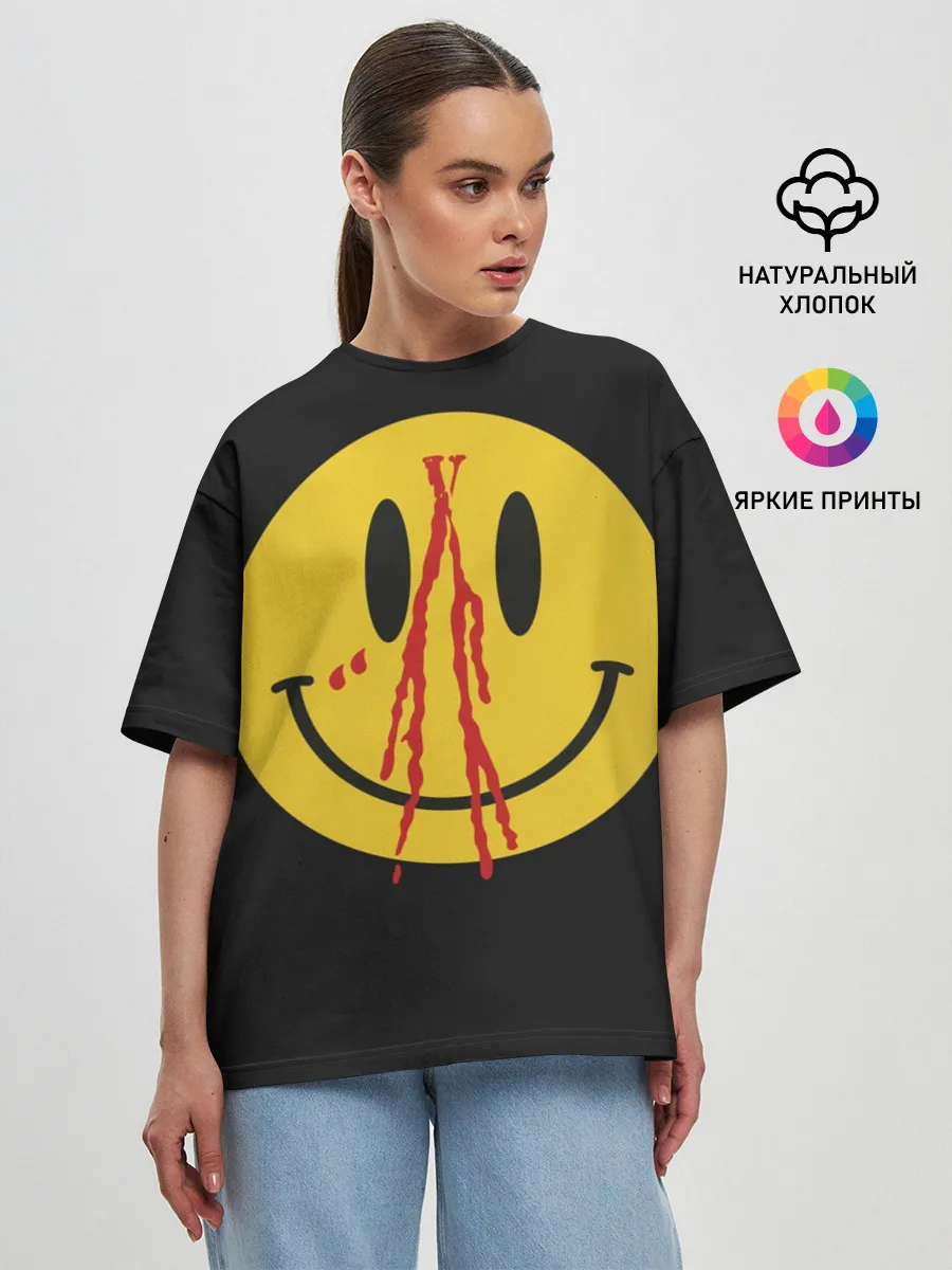 Женская футболка оверсайз / Pop Up Smiley