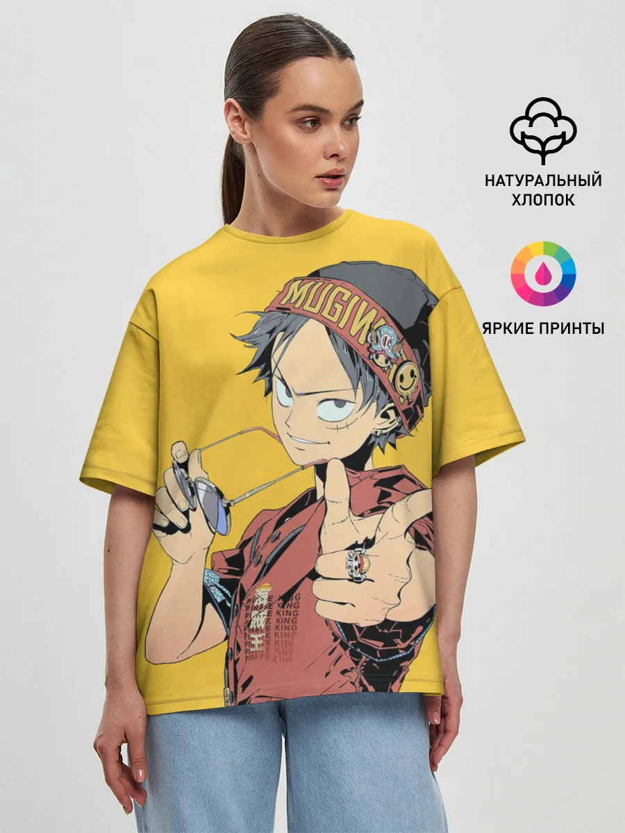 Женская футболка оверсайз / One Piece Luffy Луффи