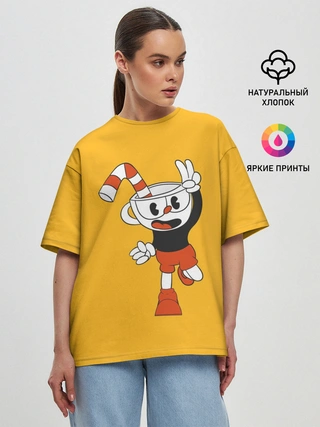 Женская футболка оверсайз / CUPHEAD