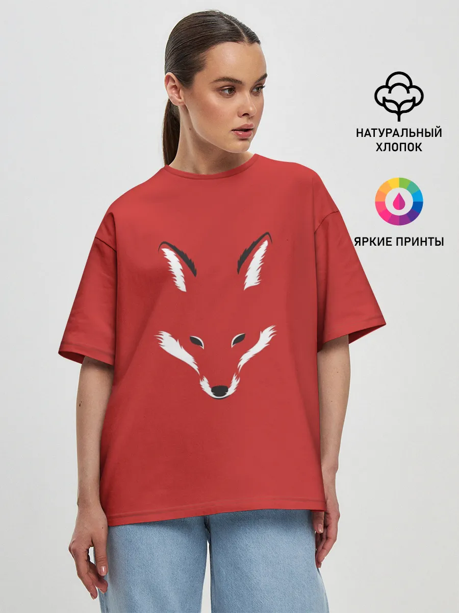 Женская футболка оверсайз / Fox minimalism