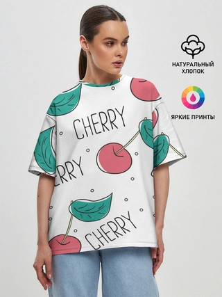 Женская футболка оверсайз / Вишенки Cherry