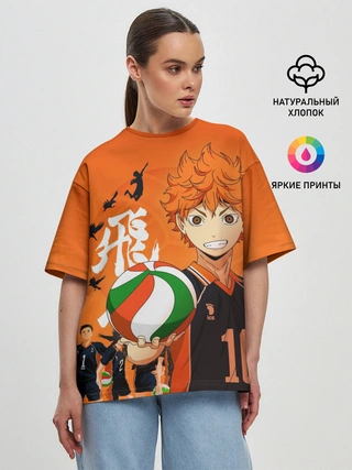 Женская футболка оверсайз / Волебольная команда из аниме HAIKYUU!!