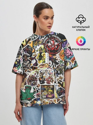 Женская футболка оверсайз / JoJo’s Sticker Bombing