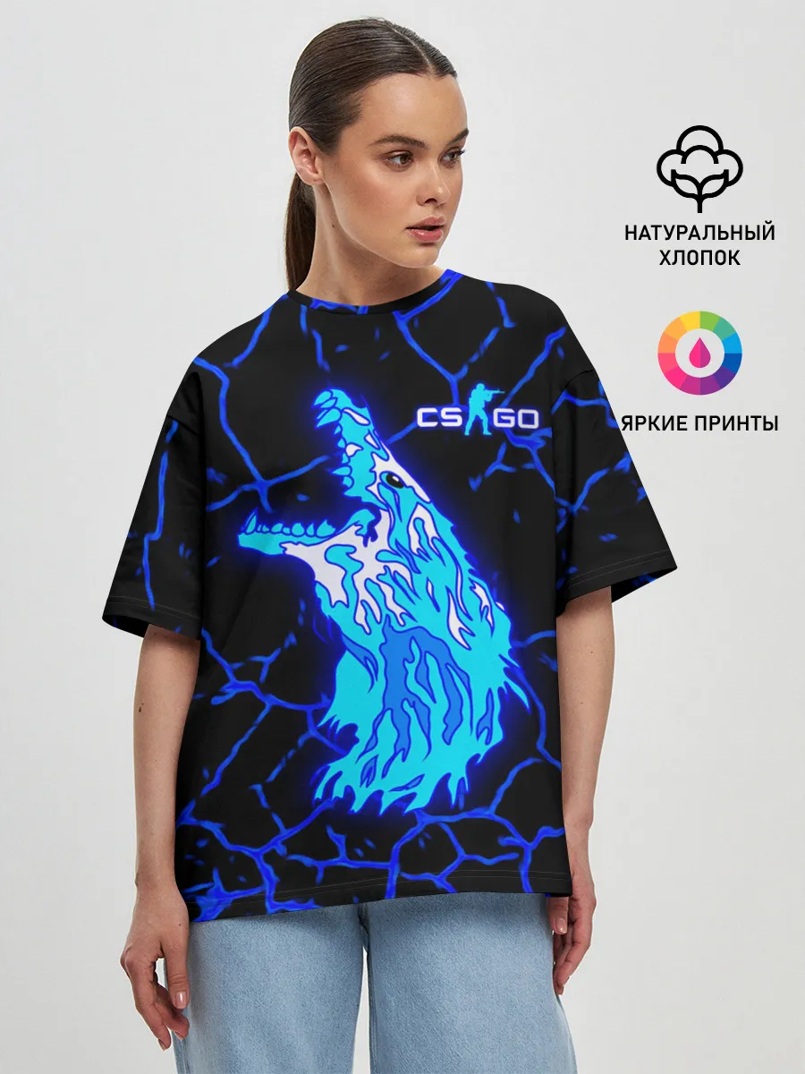 Женская футболка оверсайз / CS GO Howl Neon