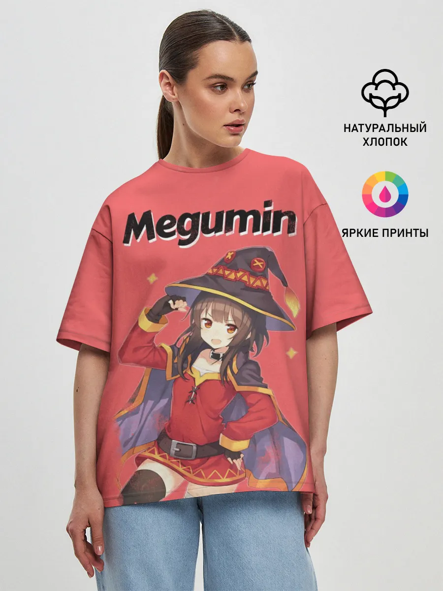 Женская футболка оверсайз / Megumin показывает силу