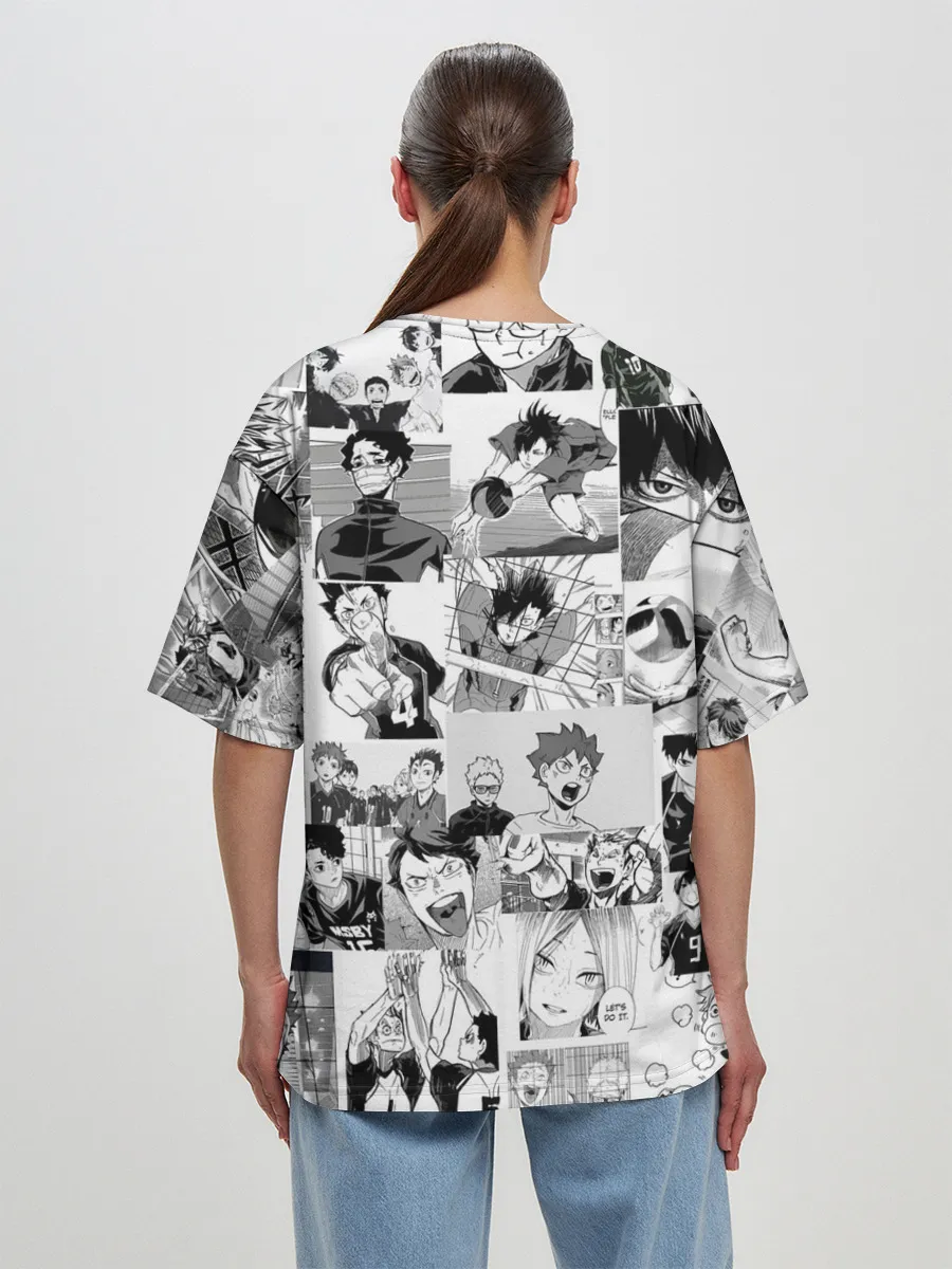 Женская футболка оверсайз / Haikyu pattern