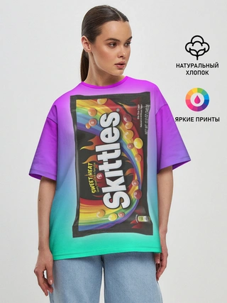 Женская футболка оверсайз / Skittles | Черный