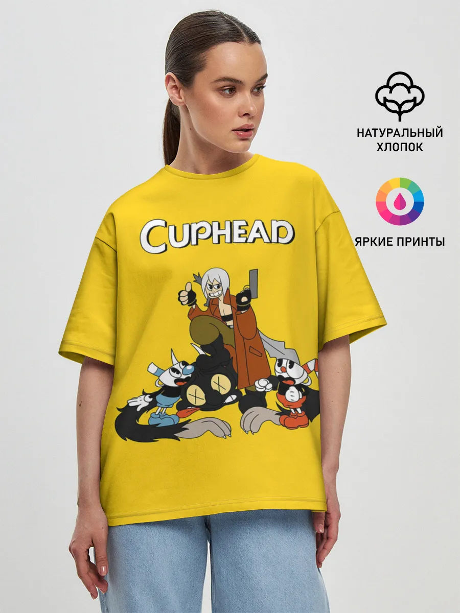 Женская футболка оверсайз / Cuphead x DMC