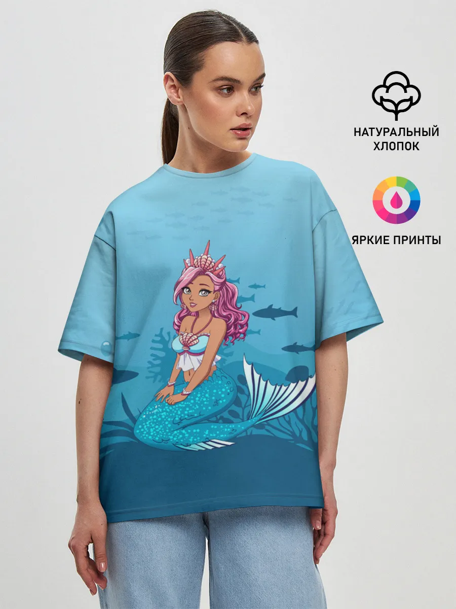 Женская футболка оверсайз / Mermaid | Русалка | Русалочка