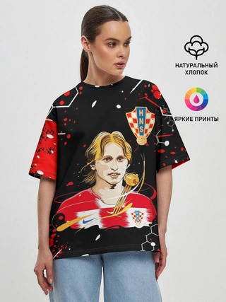 Женская футболка оверсайз / ЛУКА МОДРИЧ / LUKA MODRIC