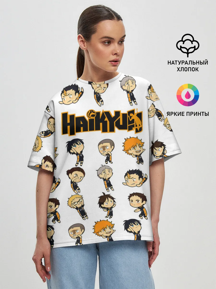 Женская футболка оверсайз / Команда школы Карасуно | Haikyuu!!