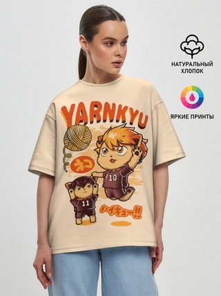 Женская футболка оверсайз / YARNKYU Haikyu!! | ЯКУ Хайкью!!