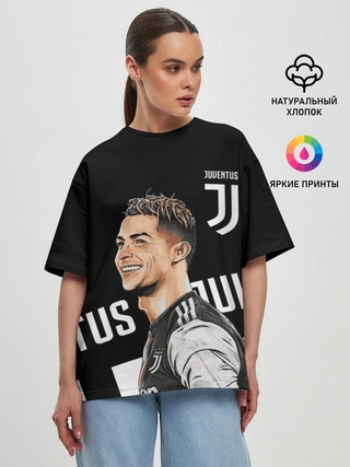 Женская футболка оверсайз / КРИШТИАНУ РОНАЛДУ / JUVENTUS