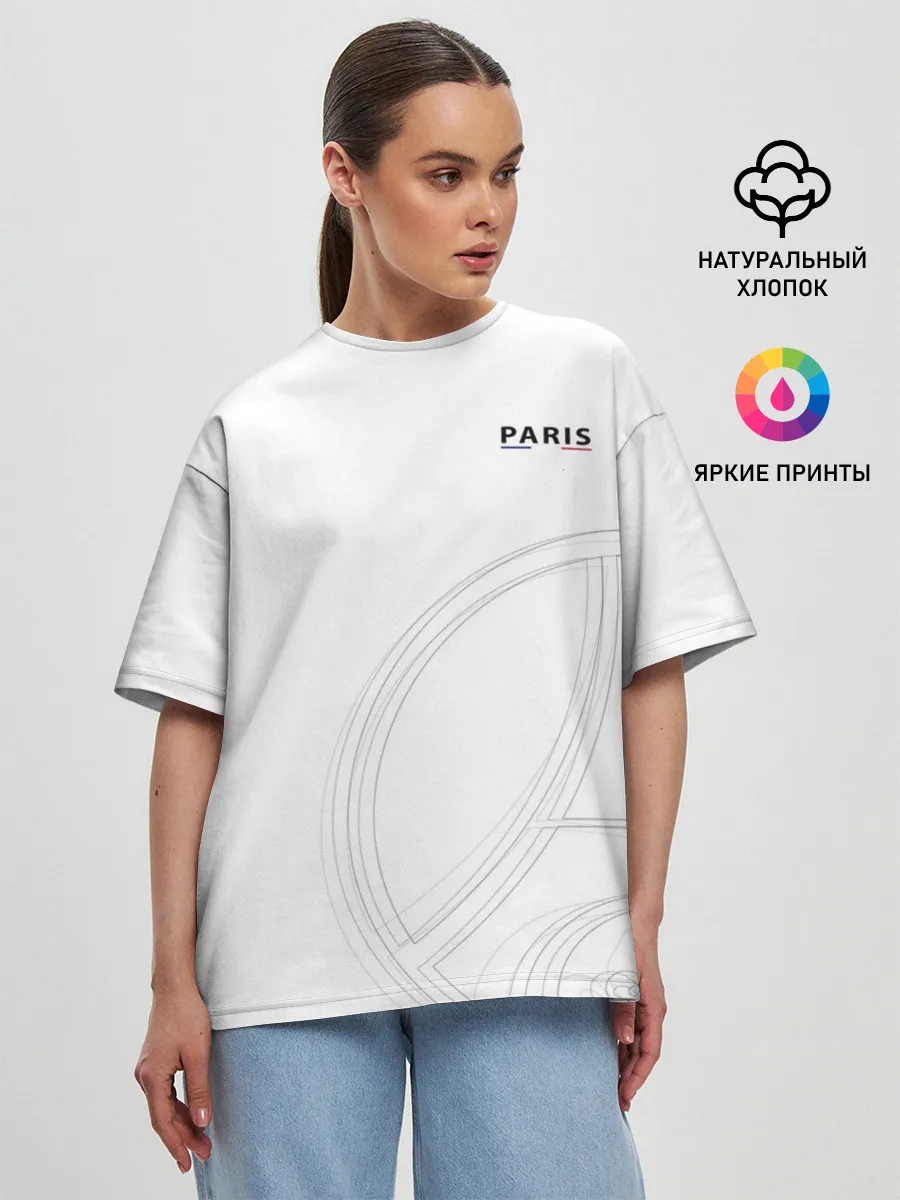 Женская футболка оверсайз / PSG | Core Big Logo White (New 2022/23)