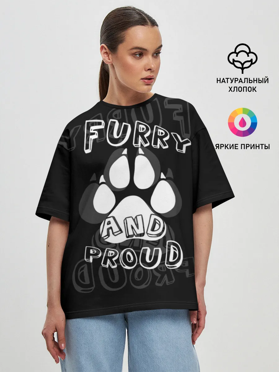 Женская футболка оверсайз / Furry proud