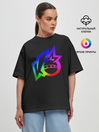 Женская футболка оверсайз / Knockout city. Rainbow logo