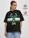 Женская футболка оверсайз / Milwaukee Bucks форма. Яннис Адетокумбо