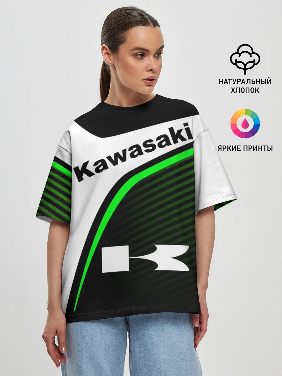 Женская футболка оверсайз / KAWASAKI / КАВАСАКИ / SPORT