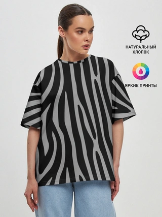 Женская футболка оверсайз / Zebra Camouflage