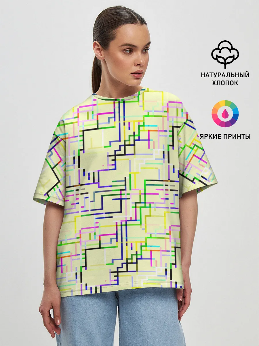 Женская футболка оверсайз / Geometric Color