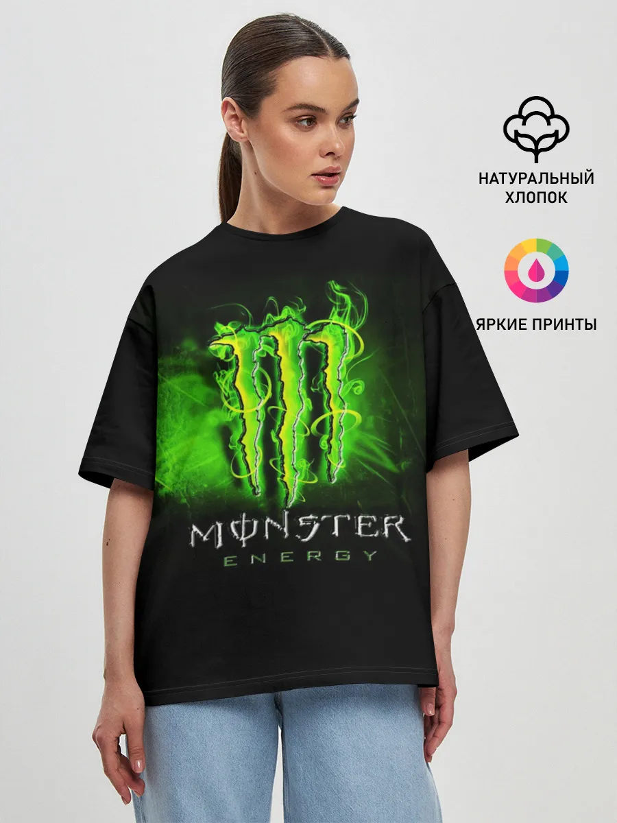 Женская футболка оверсайз / MONSTER ENERGY NEON | НЕОН