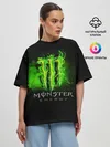 Женская футболка оверсайз / MONSTER ENERGY NEON | НЕОН