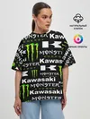 Женская футболка оверсайз / KAWASAKI X MONSTER ENERGY