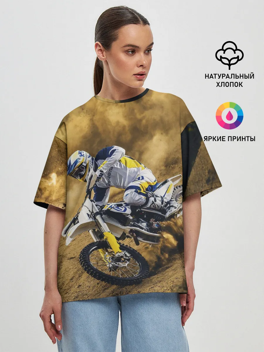 Женская футболка оверсайз / HUSQVARNA / ХУСКВАРНА / SPORT