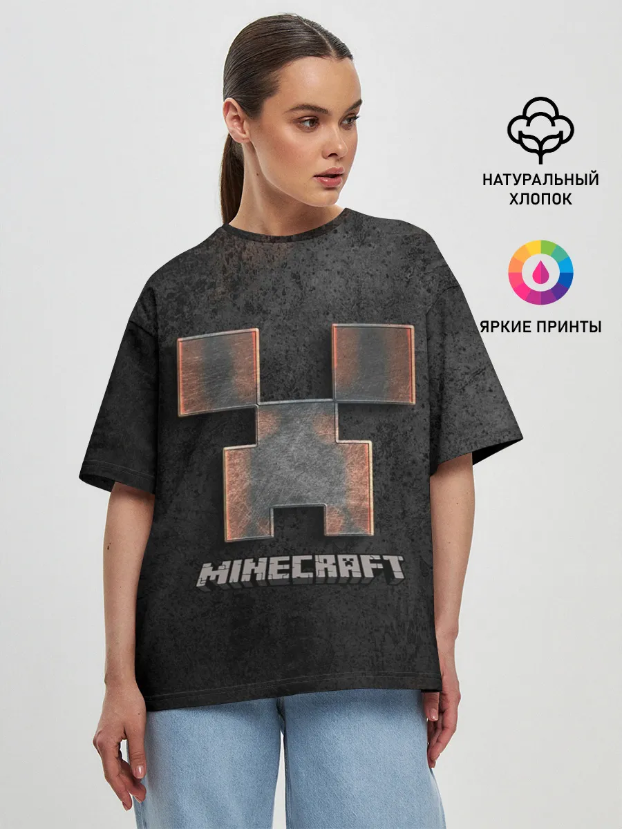 Женская футболка оверсайз / MINECRAFT TEXTURE IRON