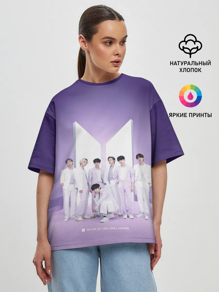 Женская футболка оверсайз / BTS. Purple