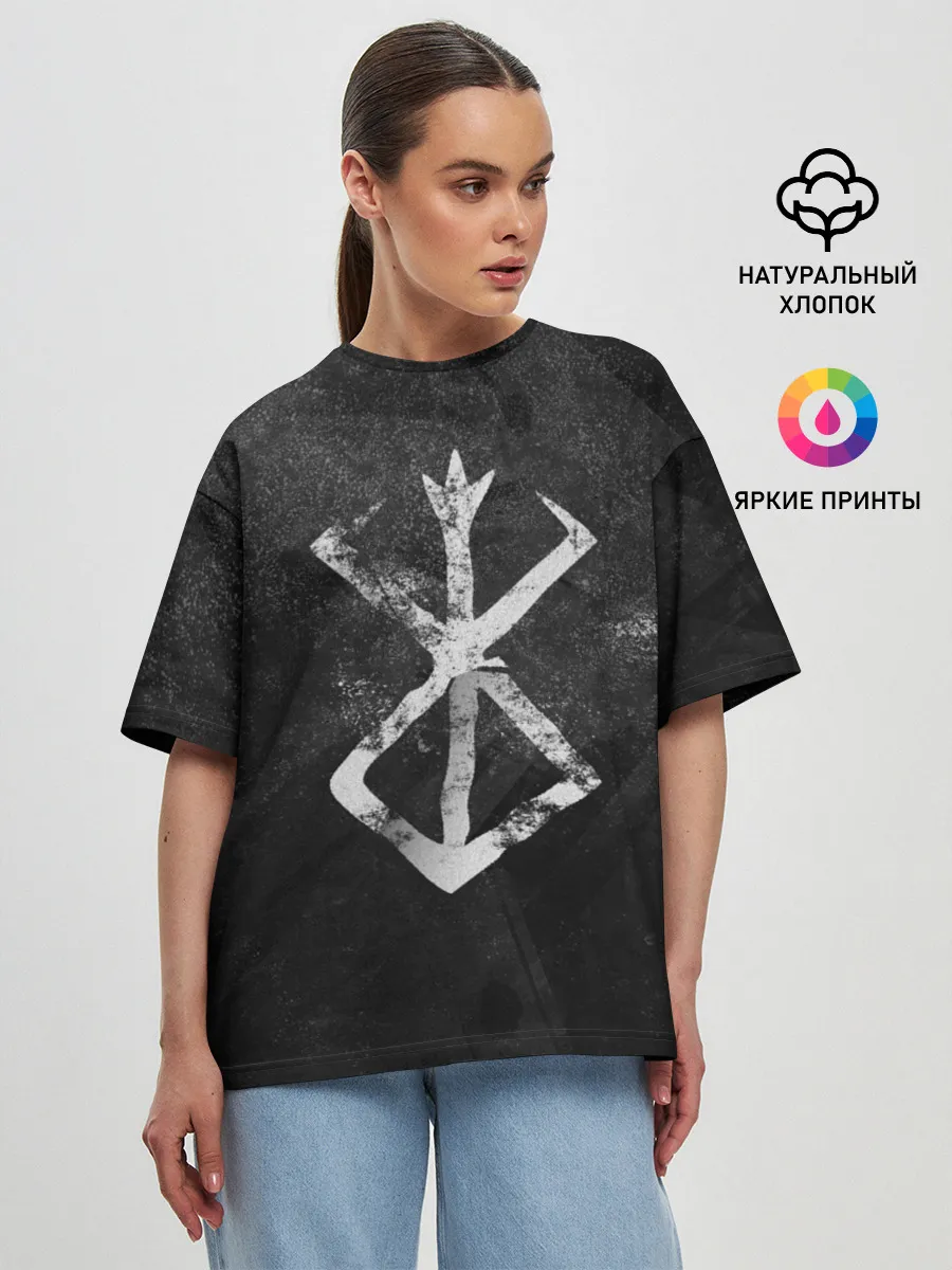 Женская футболка оверсайз / BERSERK LOGO GRUNGE