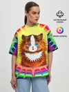 Женская футболка оверсайз / Psychedelic Rainbow Cat