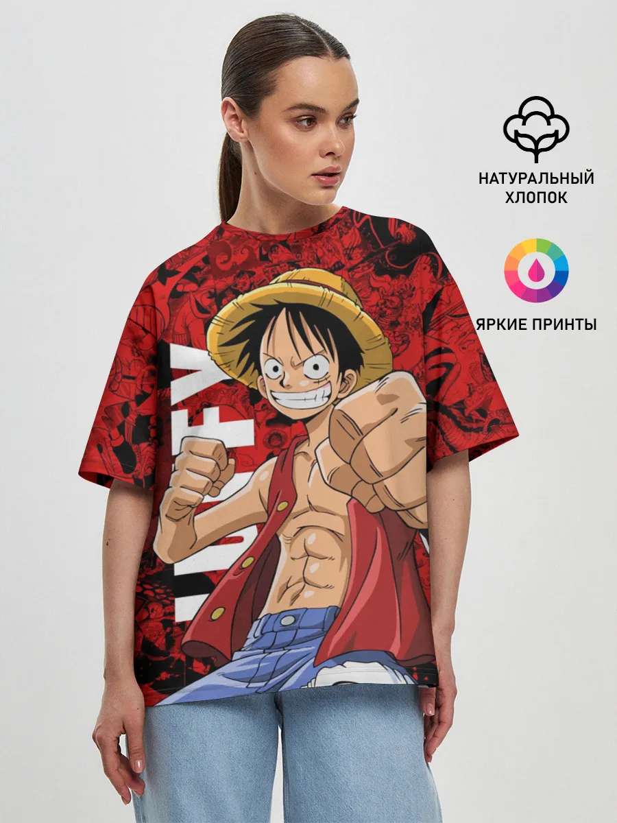 Женская футболка оверсайз / Манки Д. Луффи, One Piece