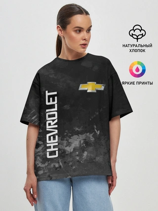 Женская футболка оверсайз / Chevrolet, gray