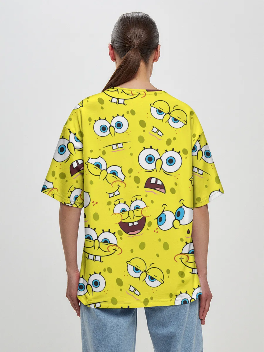 Женская футболка оверсайз / Губка Боб / SpongeBob pattern