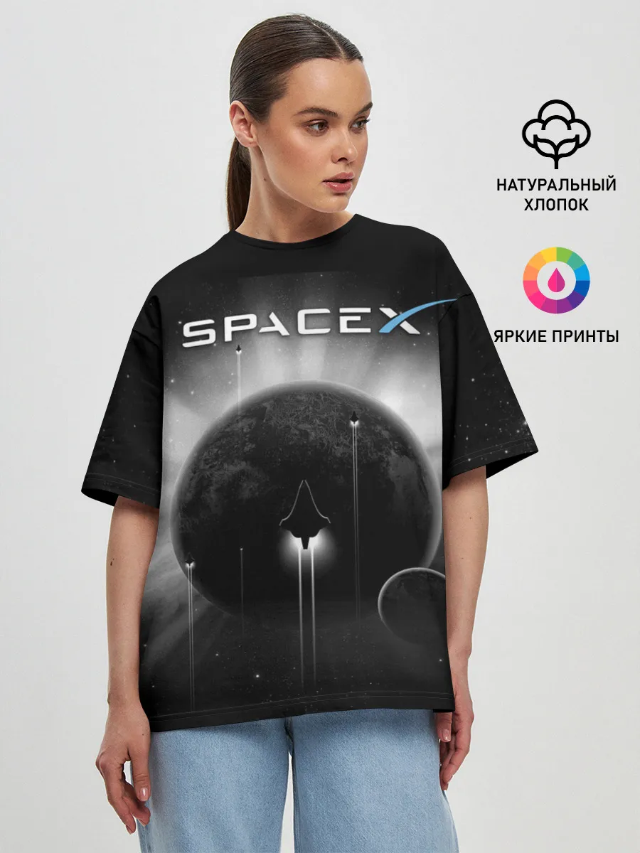 Женская футболка оверсайз / Space X