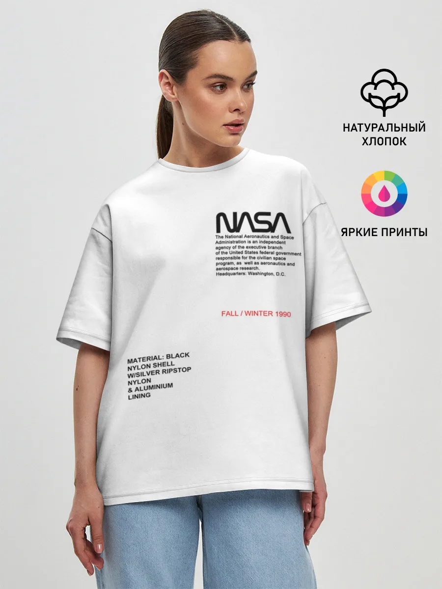 Женская футболка оверсайз / NASA БЕЛАЯ ФОРМА | НАСА WHITE UNIFORM