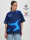 Женская футболка оверсайз / 3D ПЛИТЫ | NEON STEEL | НЕОНОВЫЕ ПЛИТЫ