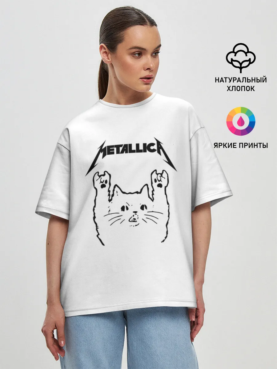 Женская футболка оверсайз / Metallica / Meowtallica.