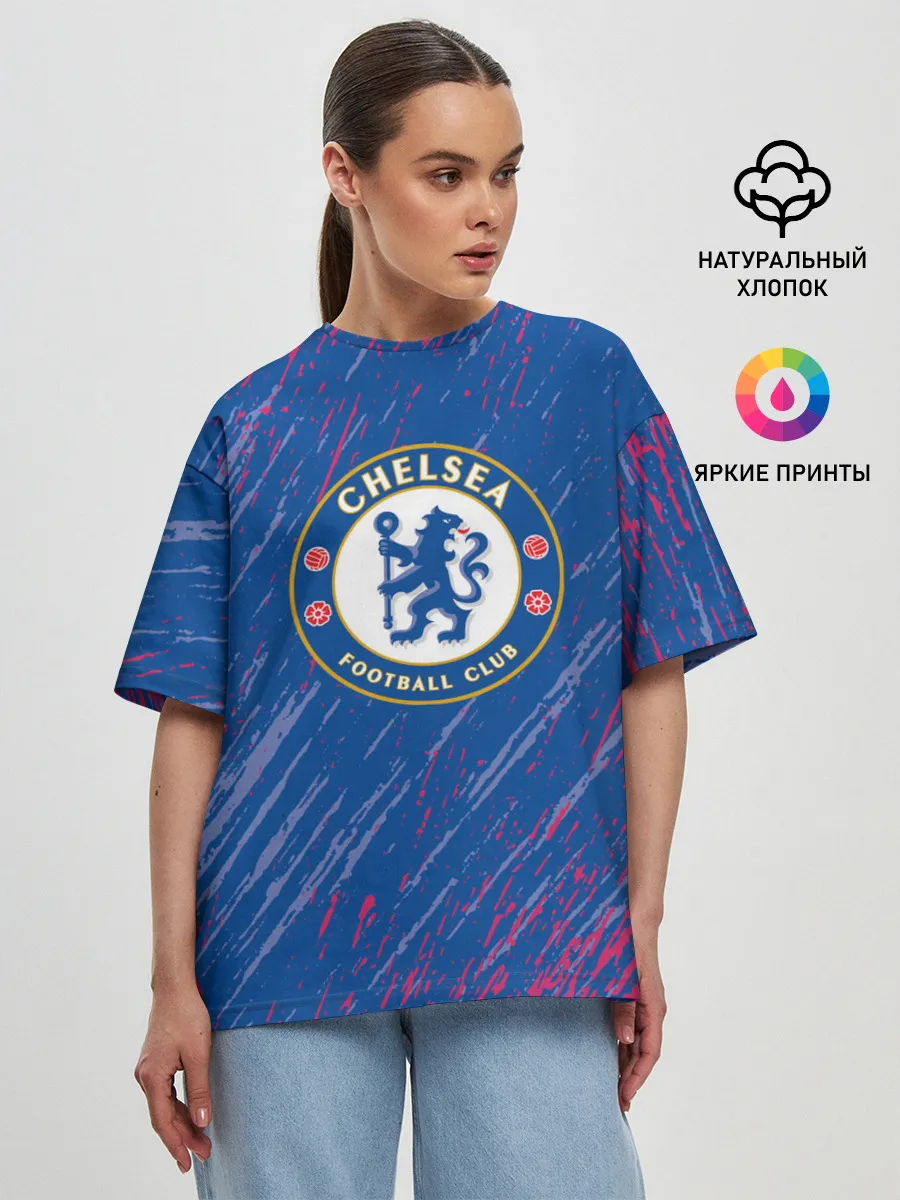 Женская футболка оверсайз / Chelsea: Logo.