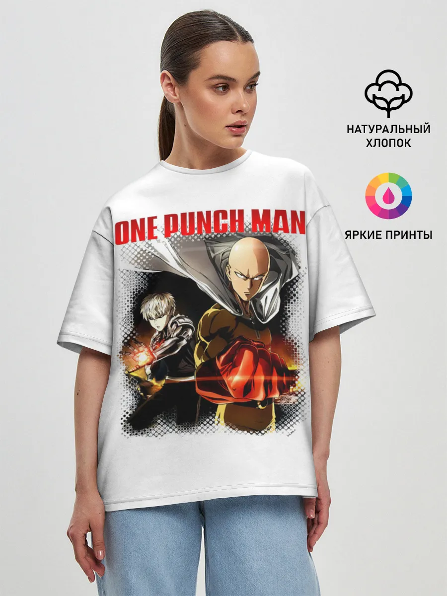 Женская футболка оверсайз / Сайтама и Генос One Punch-Man