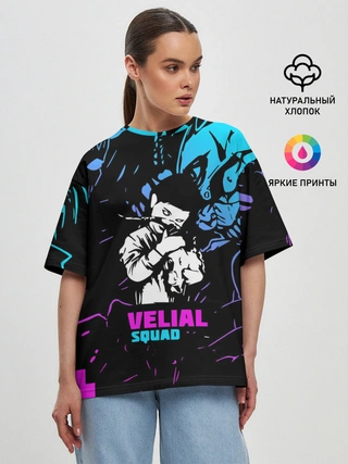 Женская футболка оверсайз / Velial Squad neon